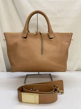 Chloe Baylee tote tan leather distinctive chain hardware